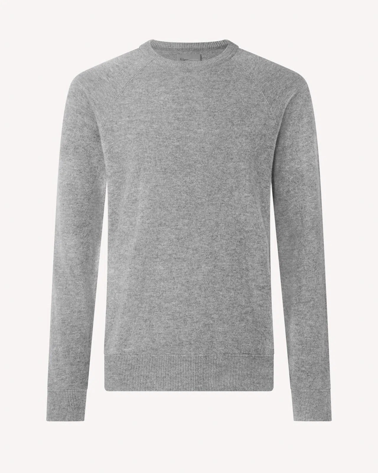 Kilgour Wool/Cashmere Mix Crew Neck Jumper Grey Flannel-MALFORD OF LONDON SAVILE ROW MENSWEAR OUTLET