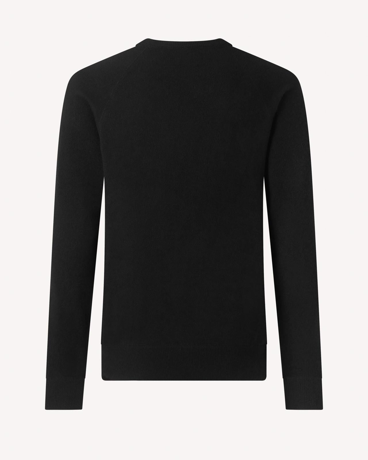 Kilgour Wool/Cashmere Mix Crew Neck Jumper Patent Black-MALFORD OF LONDON SAVILE ROW MENSWEAR OUTLET