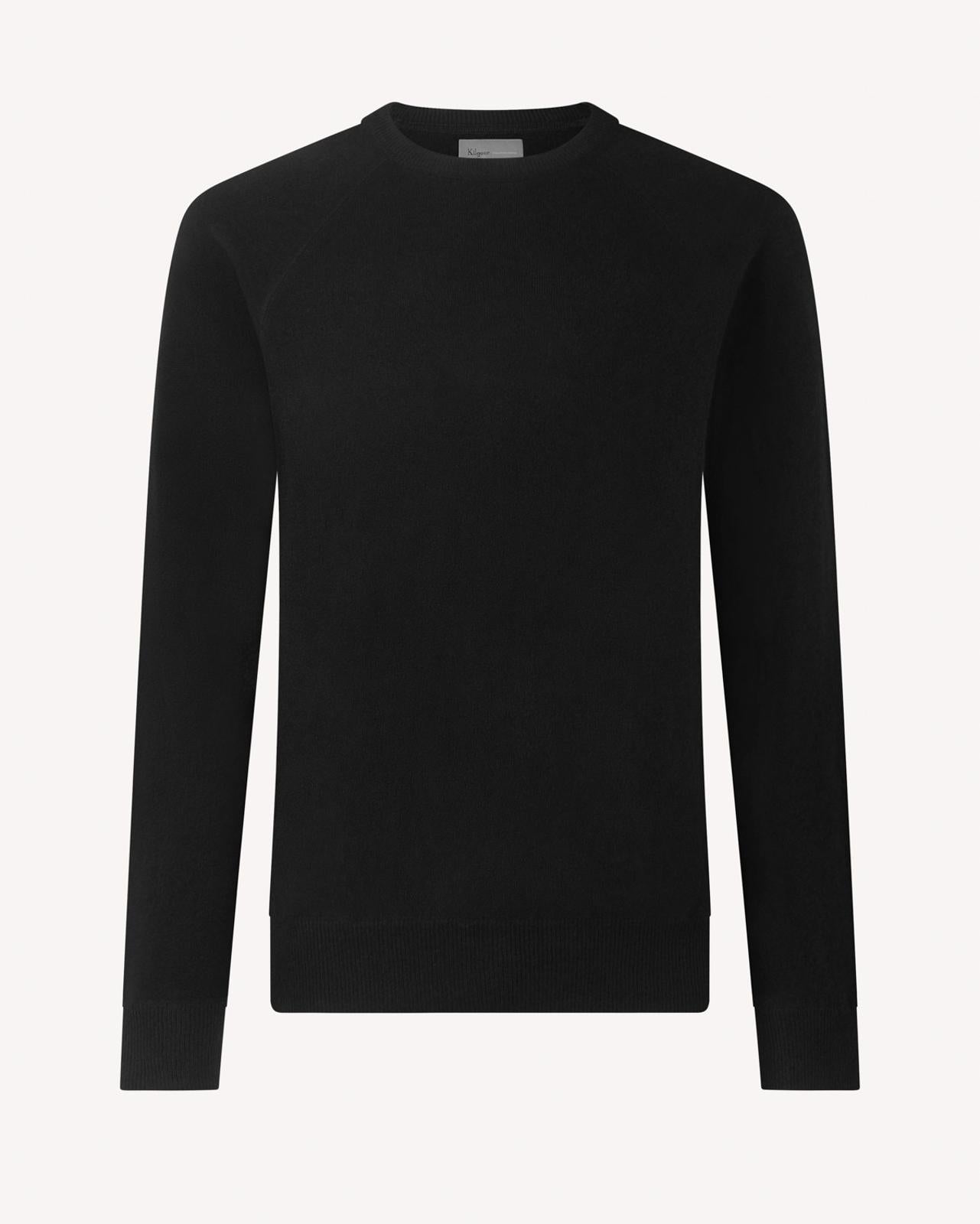 Kilgour Wool/Cashmere Mix Crew Neck Jumper Patent Black-MALFORD OF LONDON SAVILE ROW MENSWEAR OUTLET