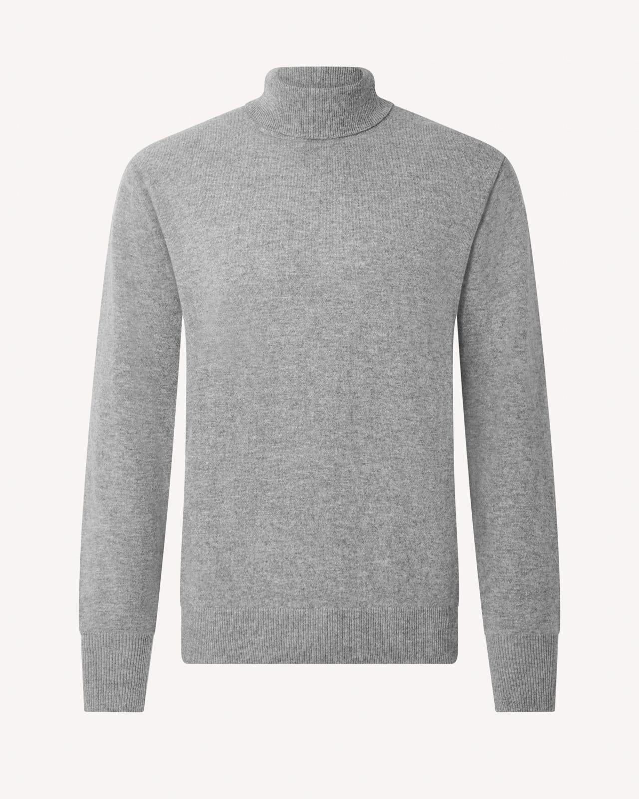 Kilgour Wool/Cashmere Mix Turtle Neck Jumper Grey Flannel-MALFORD OF LONDON SAVILE ROW MENSWEAR OUTLET