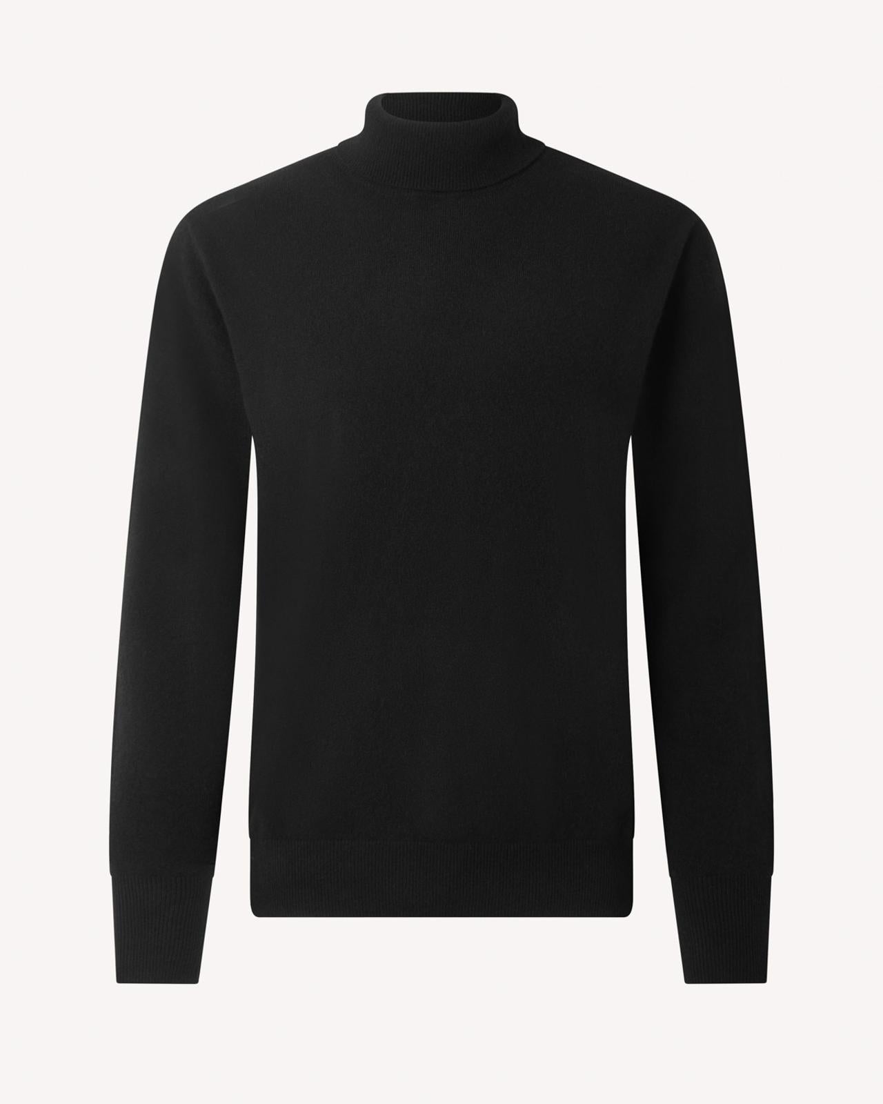 Kilgour Wool/Cashmere Mix Turtle Neck Jumper Patent Black-MALFORD OF LONDON SAVILE ROW MENSWEAR OUTLET