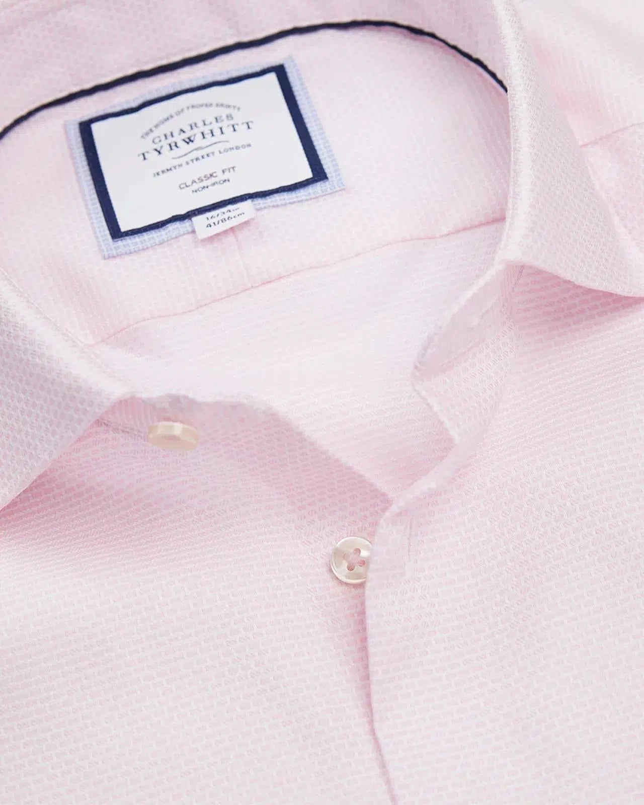 Light Pink Classic Fit Textured Shirt-MALFORD OF LONDON SAVILE ROW MENSWEAR OUTLET