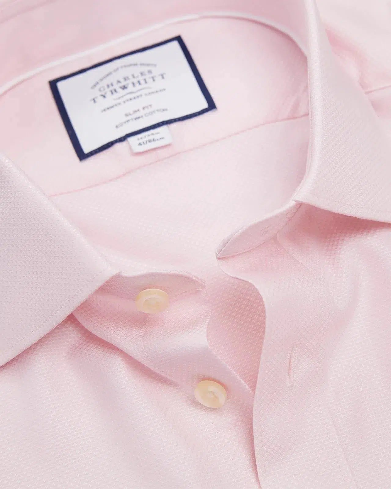 Light Pink Slim Fit Link Weave Shirt-MALFORD OF LONDON SAVILE ROW MENSWEAR OUTLET