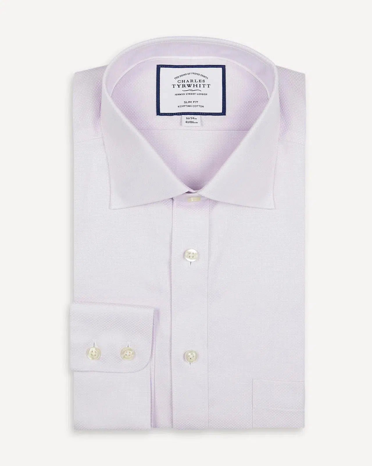 Lilac Slim Fit Link Weave Shirt-MALFORD OF LONDON SAVILE ROW MENSWEAR OUTLET