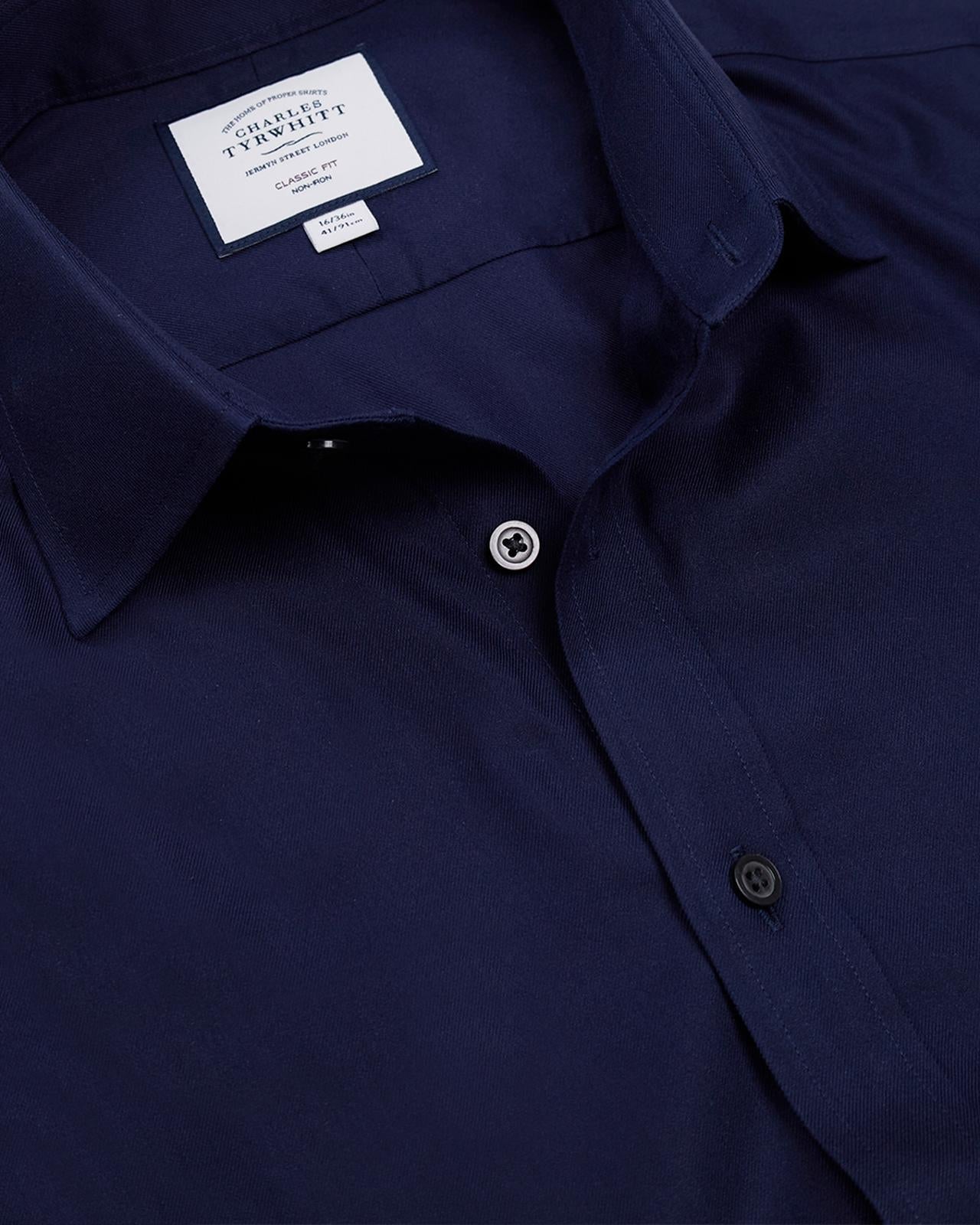 Navy Classic Fit Shirt-MALFORD OF LONDON SAVILE ROW MENSWEAR OUTLET