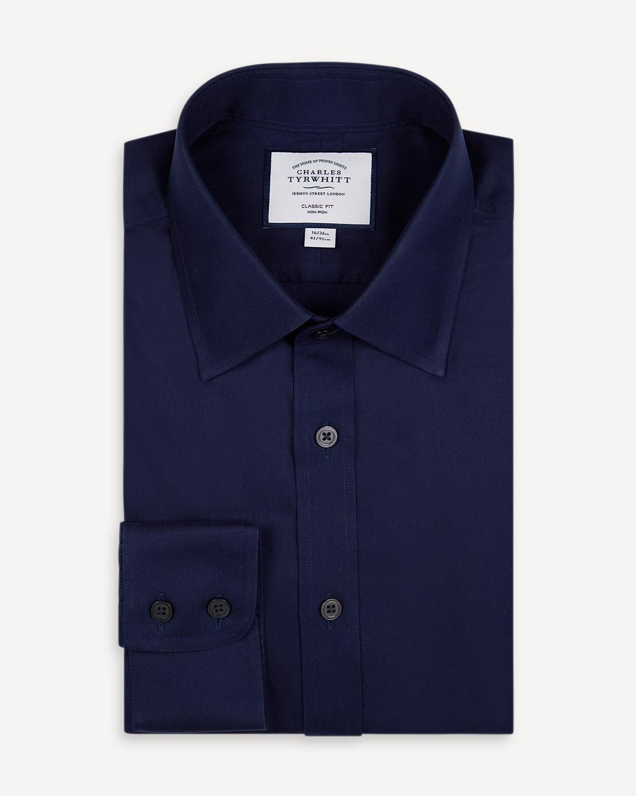 Navy Classic Fit Shirt-MALFORD OF LONDON SAVILE ROW MENSWEAR OUTLET