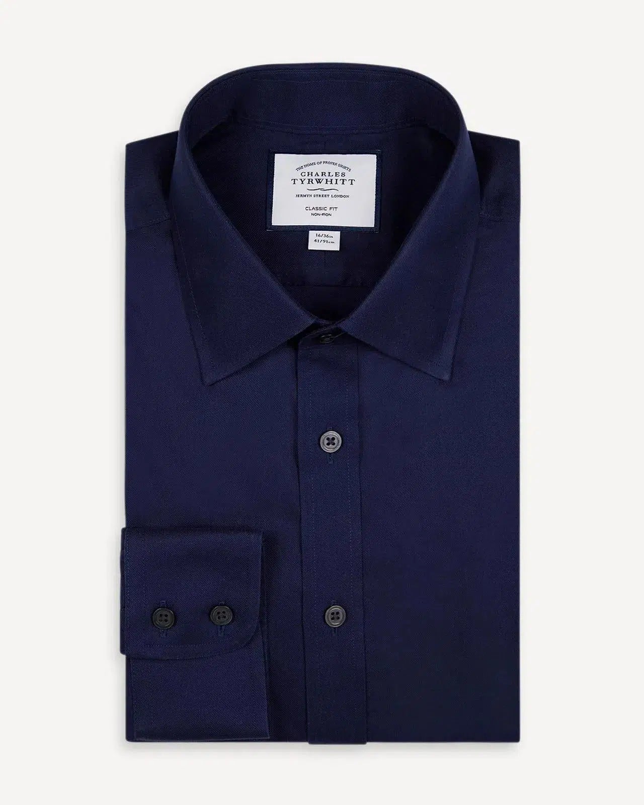 Navy Classic Fit Shirt-MALFORD OF LONDON SAVILE ROW MENSWEAR OUTLET