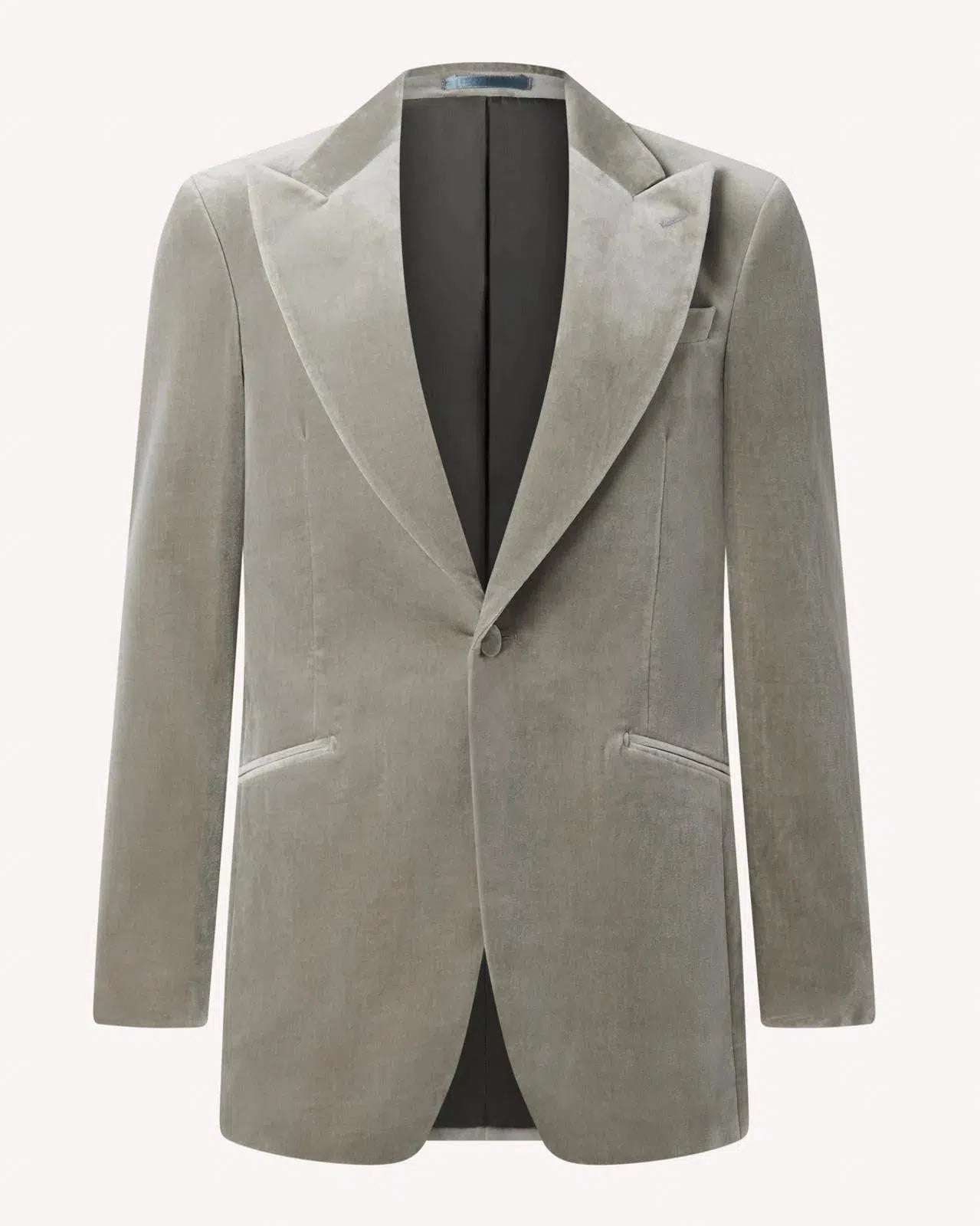 Peak Lapel Velvet Grey Diner Jacket-MALFORD OF LONDON SAVILE ROW MENSWEAR OUTLET