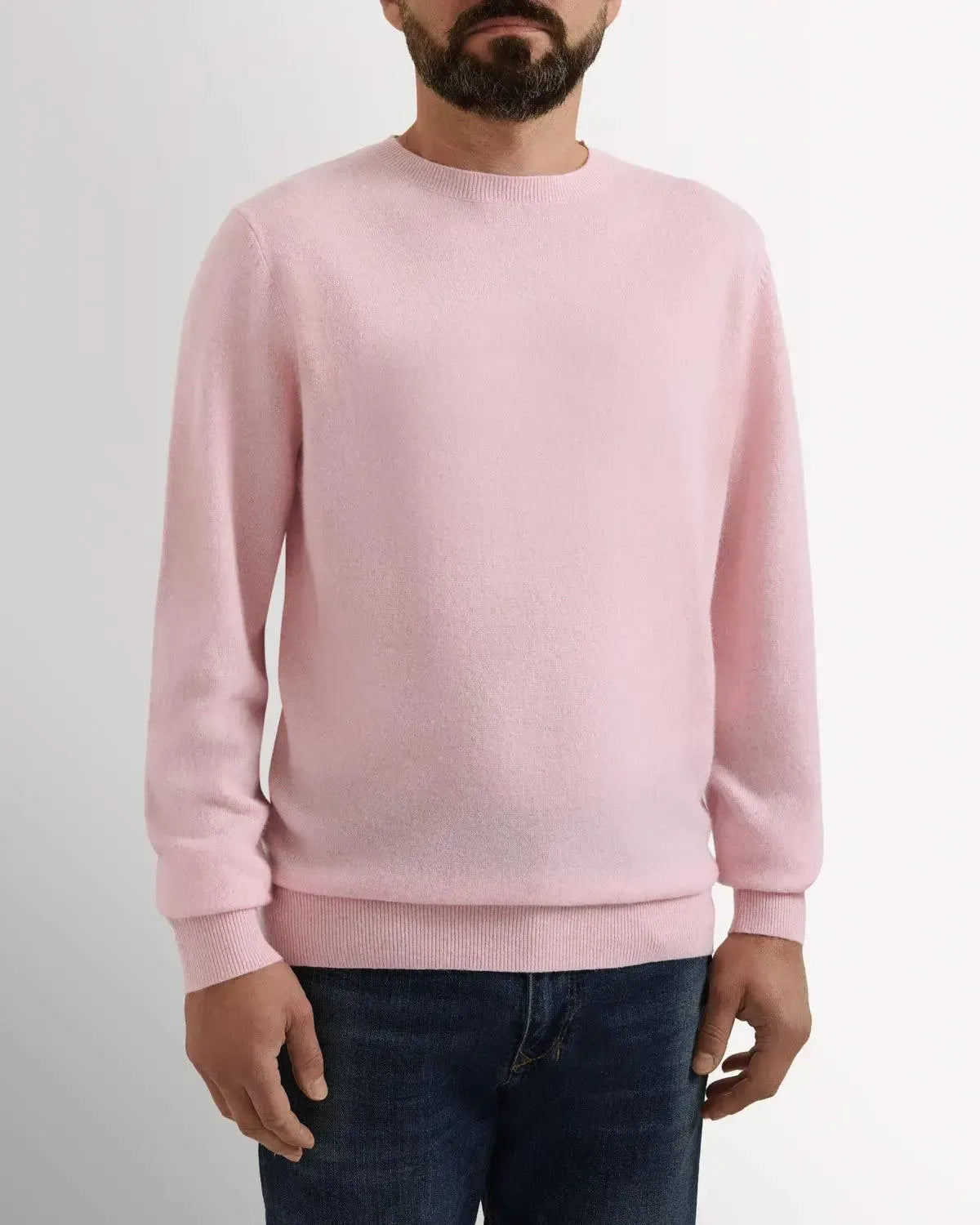 RJ Cashmere Mix Crew Neck BABY PINK-MALFORD OF LONDON SAVILE ROW MENSWEAR OUTLET