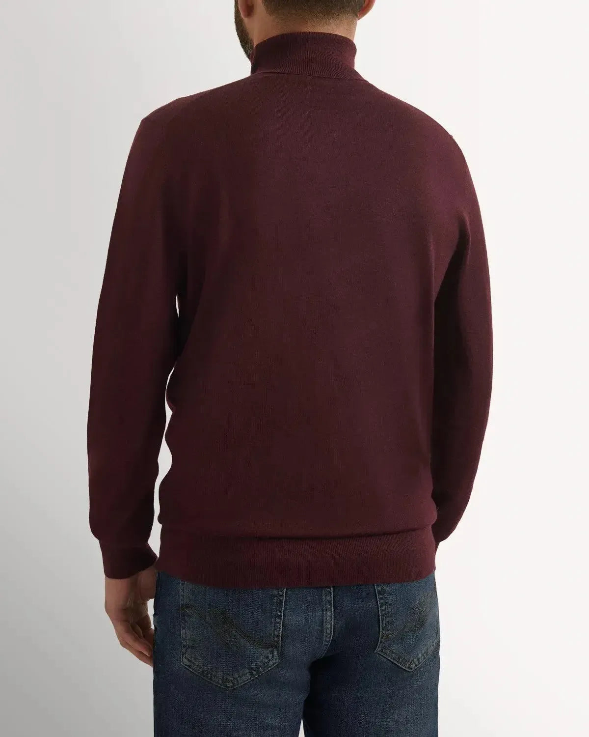 RJ Merino Wool Roll Neck BURGUNDY-MALFORD OF LONDON SAVILE ROW MENSWEAR OUTLET