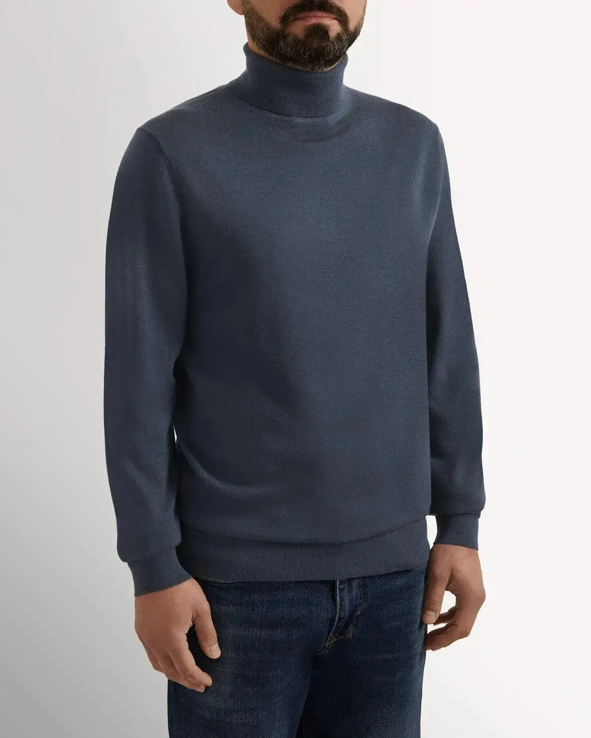 RJ Merino Wool Roll Neck TEAL-MALFORD OF LONDON SAVILE ROW MENSWEAR OUTLET