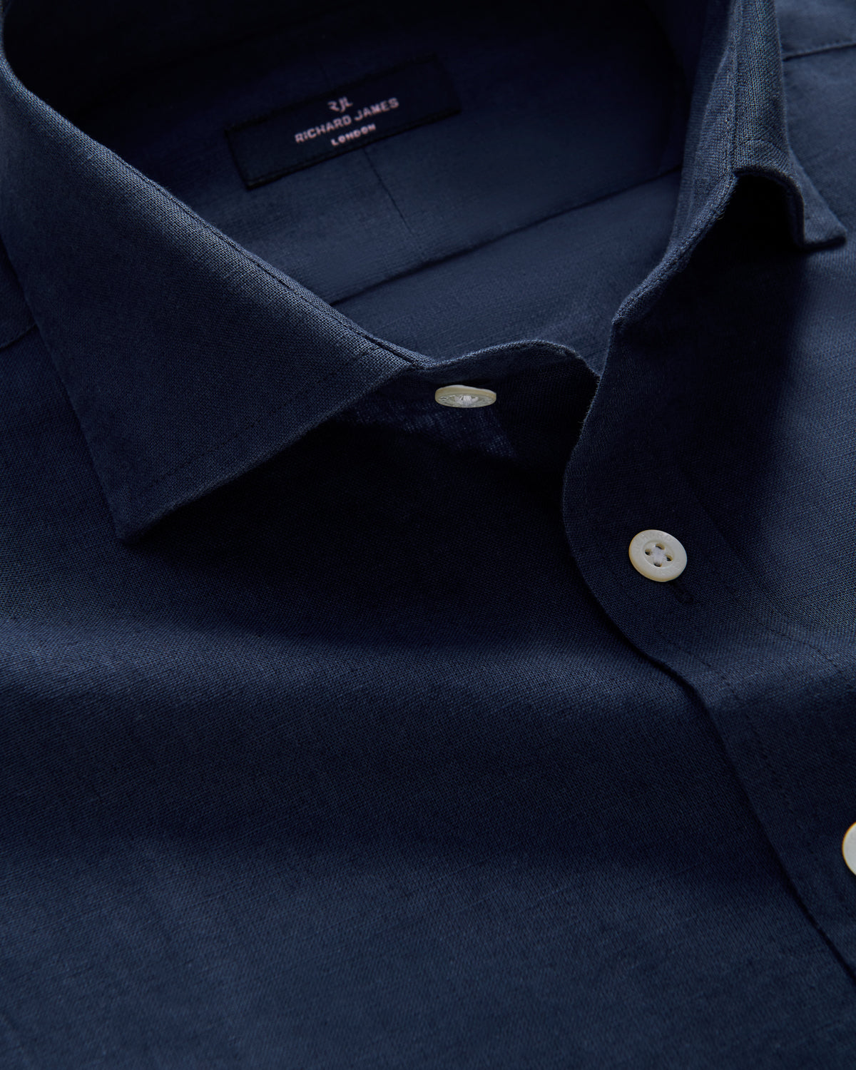 Richard James London Classic Linen Blend Shirt Navy