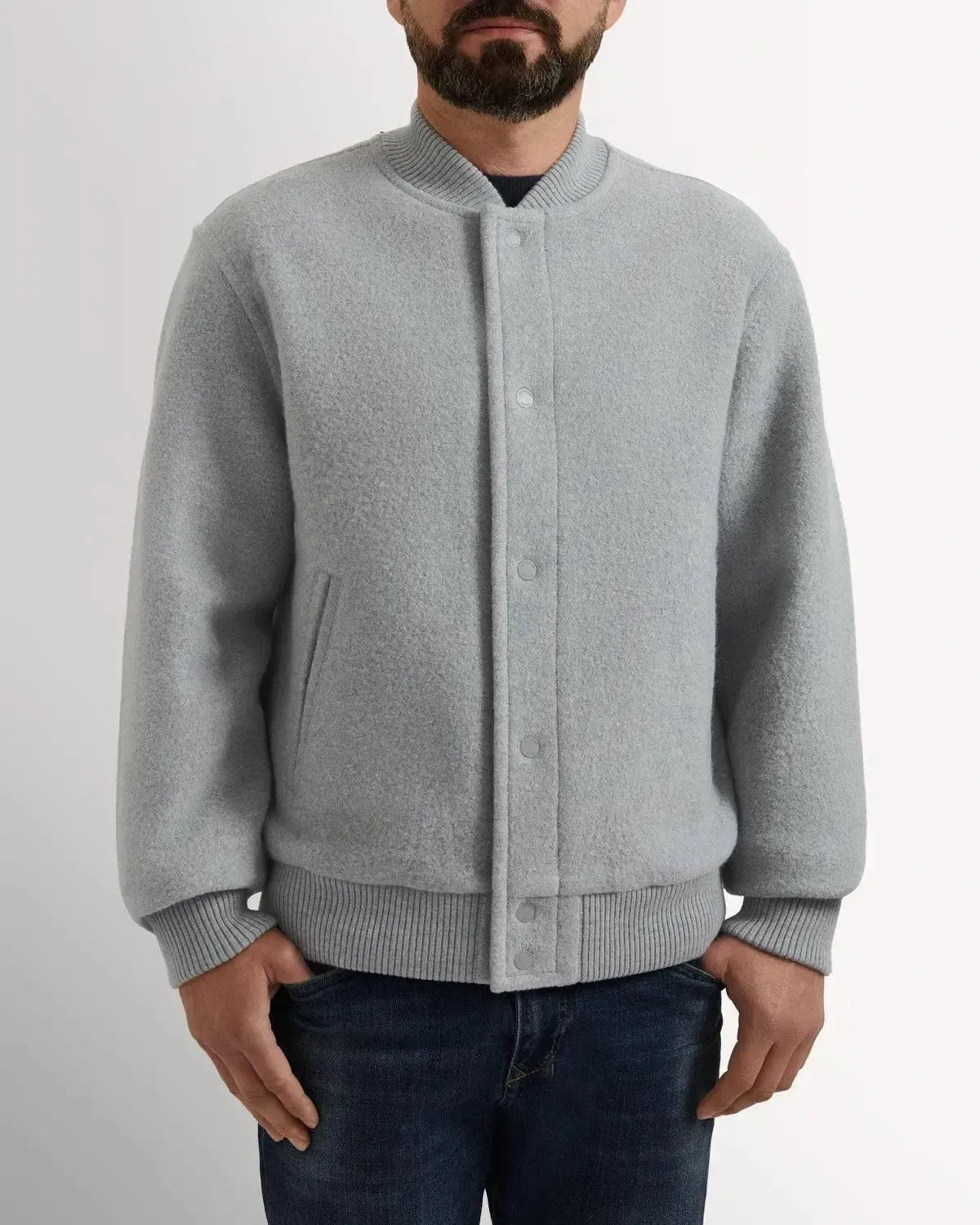RJ Wool College Bomber GREY-MALFORD OF LONDON SAVILE ROW MENSWEAR OUTLET