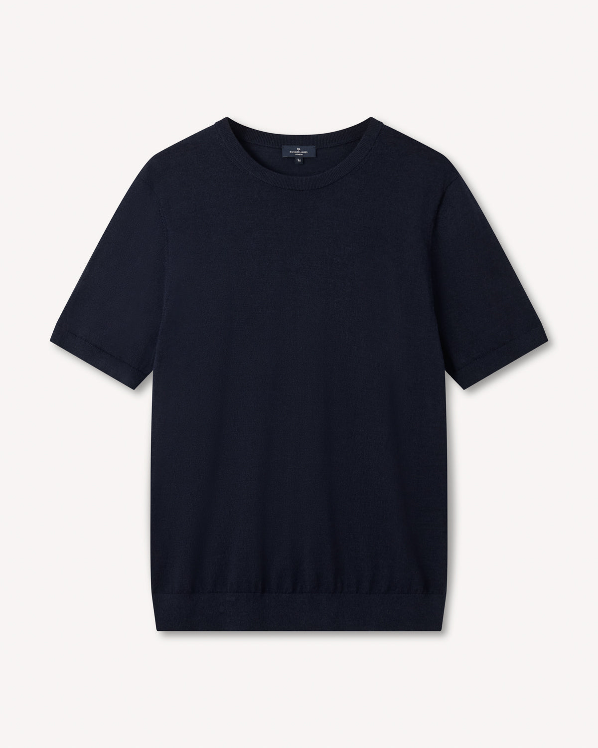 Richard James London Merino Silk Crew T-Shirt Navy