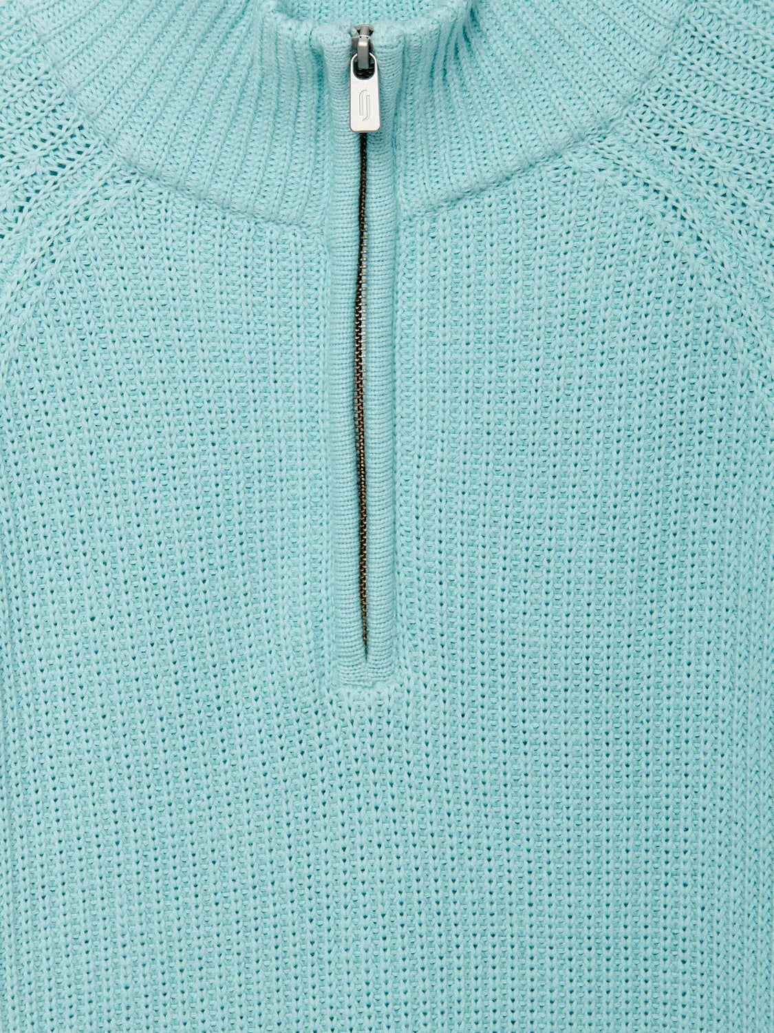 Richard James 1/4 Zip Knit Aqua-MALFORD OF LONDON SAVILE ROW MENSWEAR OUTLET