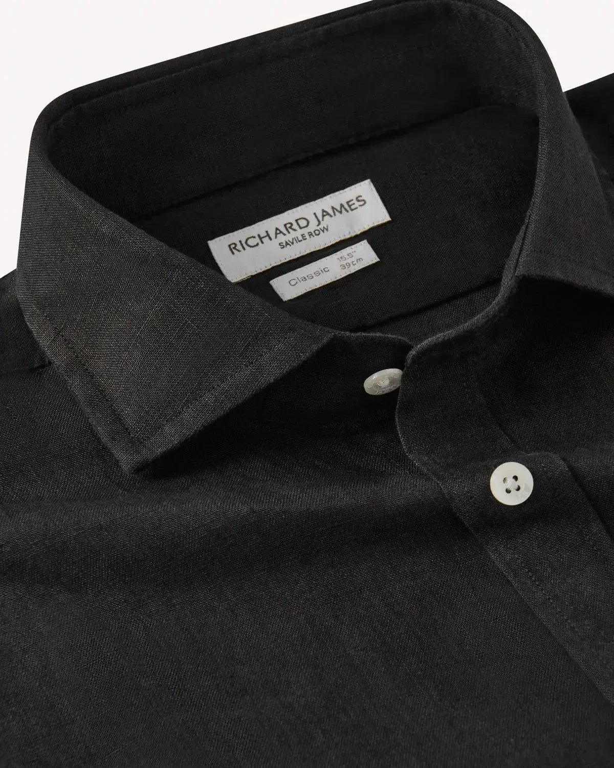 Richard James Black Linen Shirt-MALFORD OF LONDON SAVILE ROW MENSWEAR OUTLET