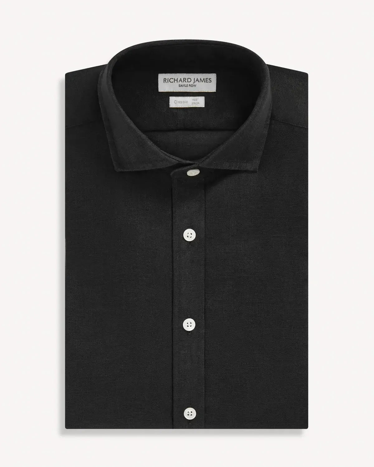 Richard James Black Linen Shirt-MALFORD OF LONDON SAVILE ROW MENSWEAR OUTLET