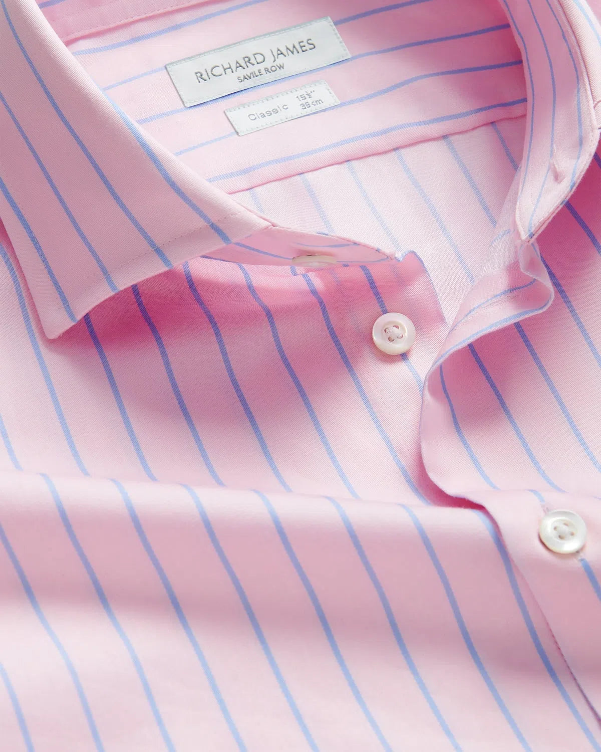 Richard James Bold Stripe Shirt Pink Sky-MALFORD OF LONDON SAVILE ROW MENSWEAR OUTLET