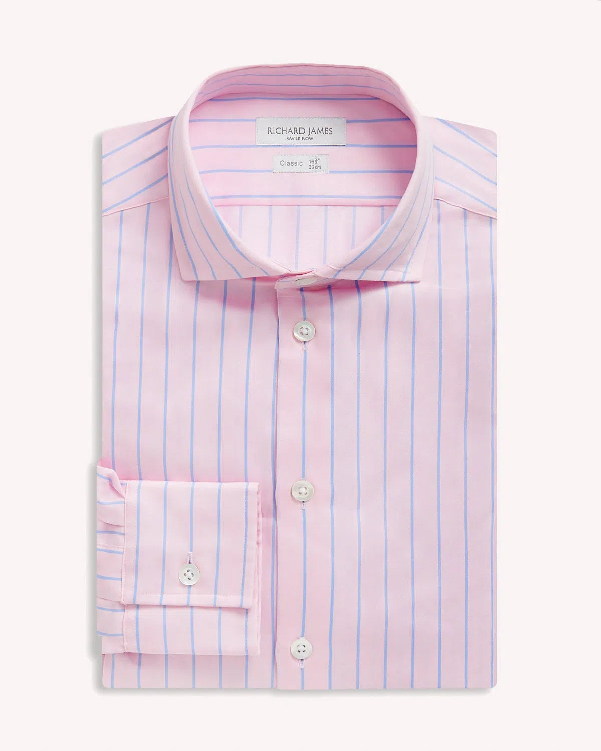 Richard James Bold Stripe Shirt Pink Sky-MALFORD OF LONDON SAVILE ROW MENSWEAR OUTLET