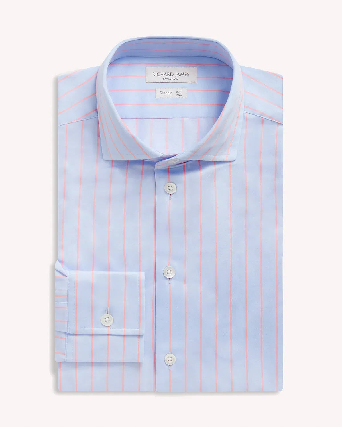 Richard James Bold Stripe Shirt Sky Pink-MALFORD OF LONDON SAVILE ROW MENSWEAR OUTLET