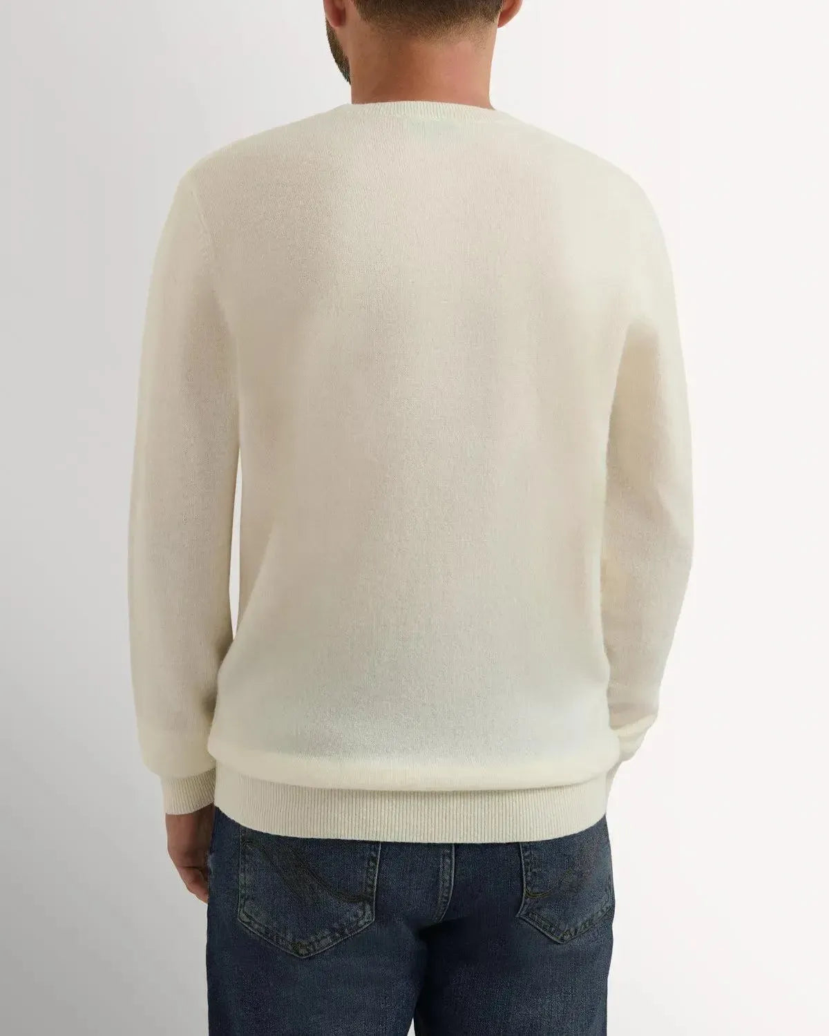 Richard James Cashmere Mix Crew Neck Cream-MALFORD OF LONDON SAVILE ROW MENSWEAR OUTLET
