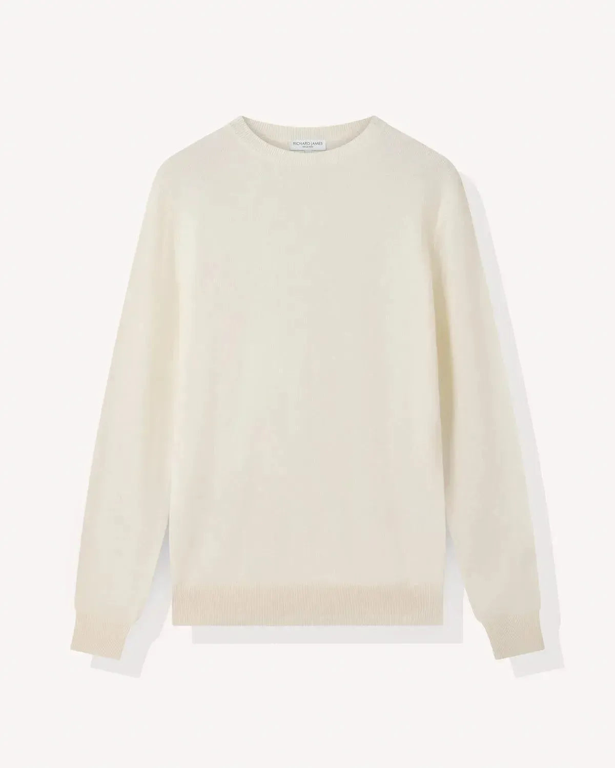 Richard James Cashmere Mix Crew Neck Cream-MALFORD OF LONDON SAVILE ROW MENSWEAR OUTLET