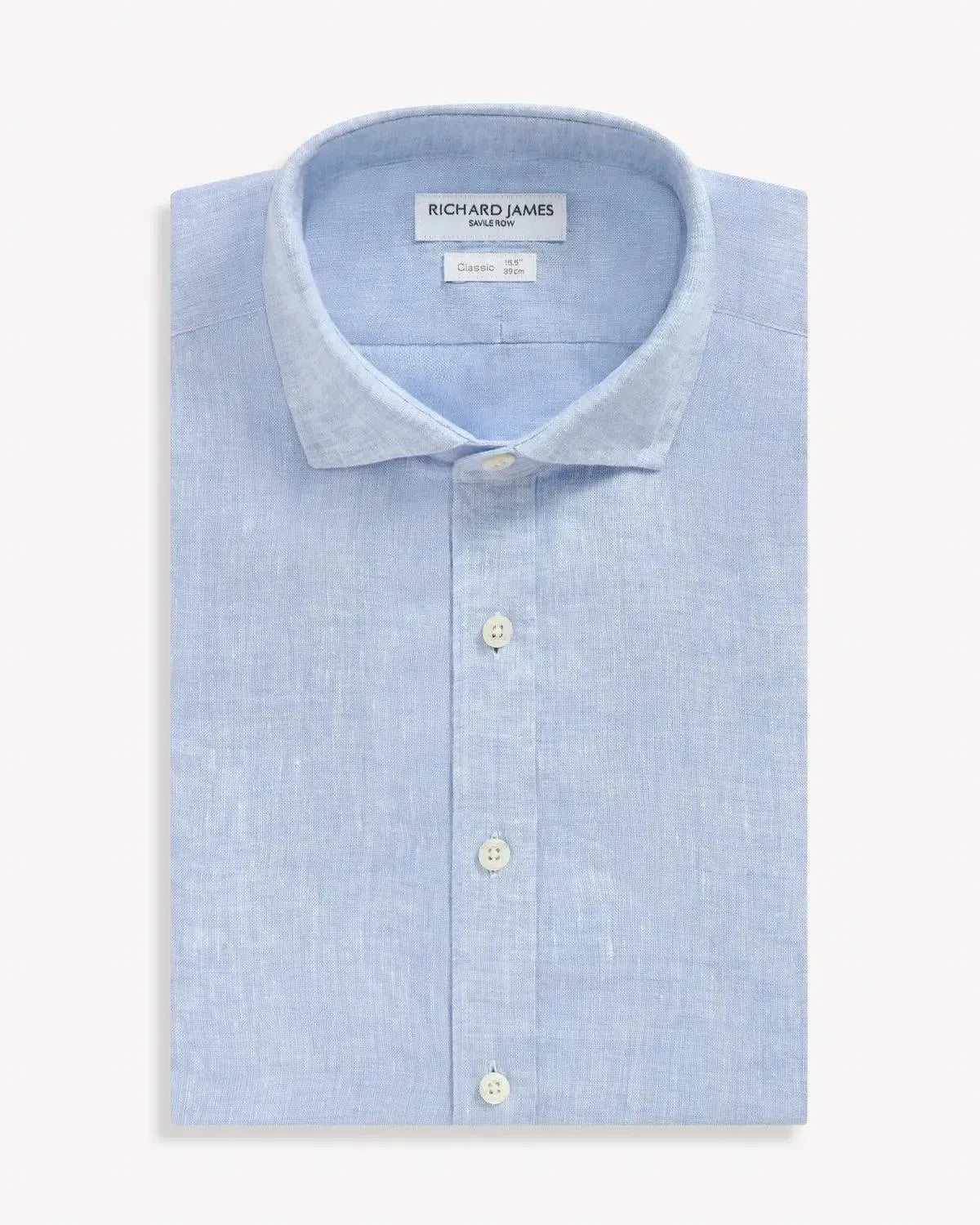Richard James Classic Sky Linen Shirt-MALFORD OF LONDON SAVILE ROW MENSWEAR OUTLET