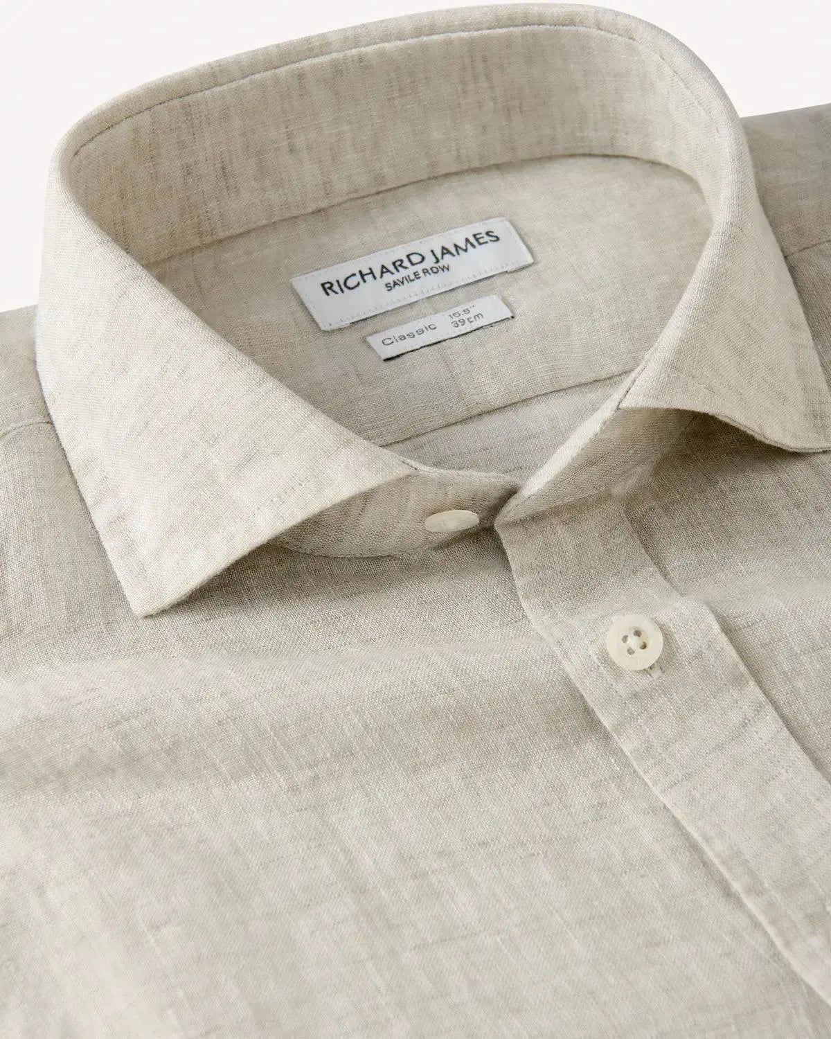 Richard James Classic Stone Linen Shirt-MALFORD OF LONDON SAVILE ROW MENSWEAR OUTLET