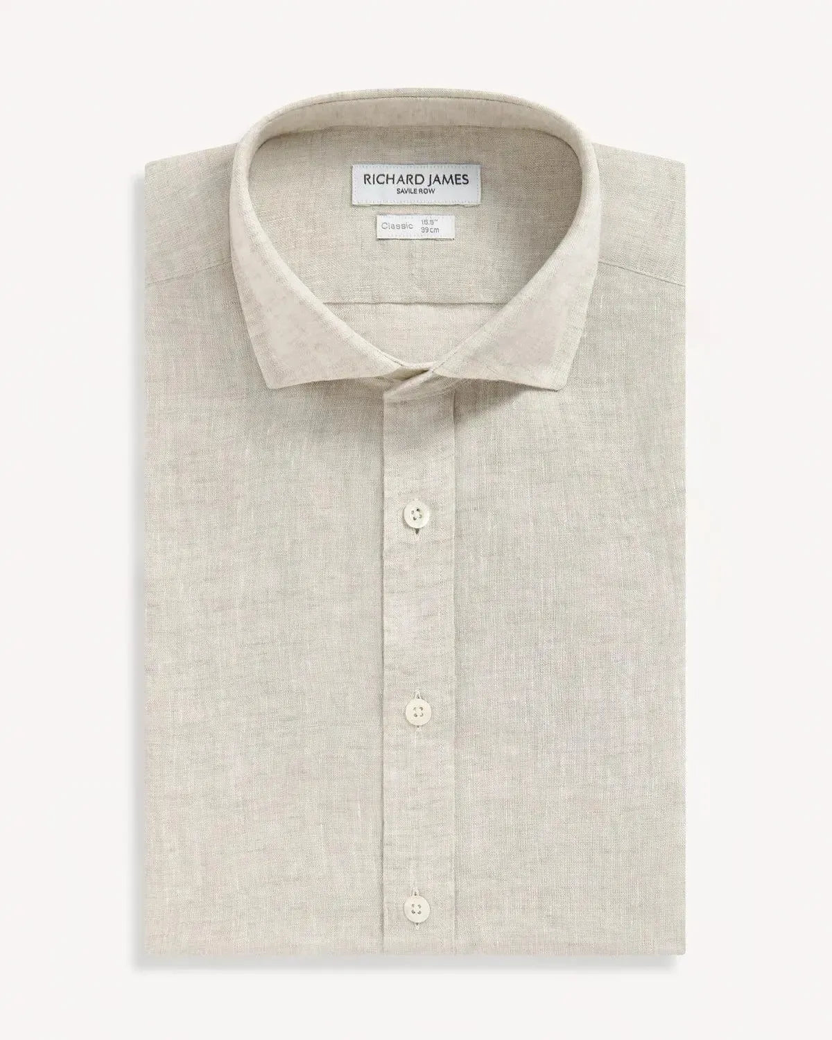 Richard James Classic Stone Linen Shirt-MALFORD OF LONDON SAVILE ROW MENSWEAR OUTLET
