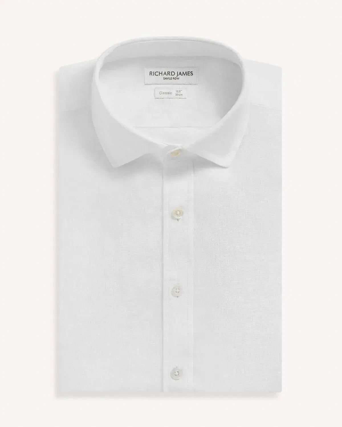 Richard James Classic White Linen Shirt-MALFORD OF LONDON SAVILE ROW MENSWEAR OUTLET