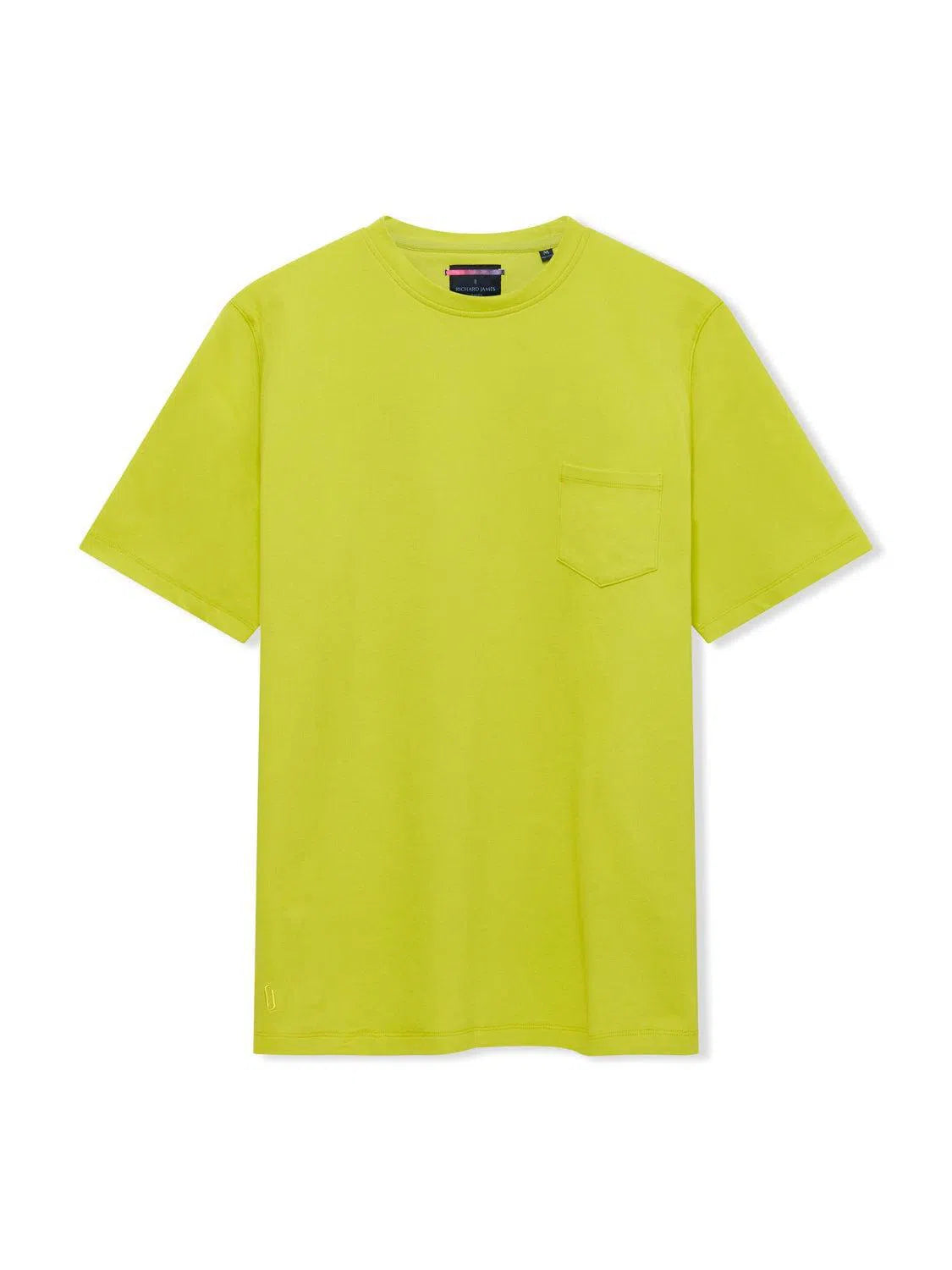 Richard James Crew Pique T-Shirt - Bright Lime-MALFORD OF LONDON SAVILE ROW MENSWEAR OUTLET