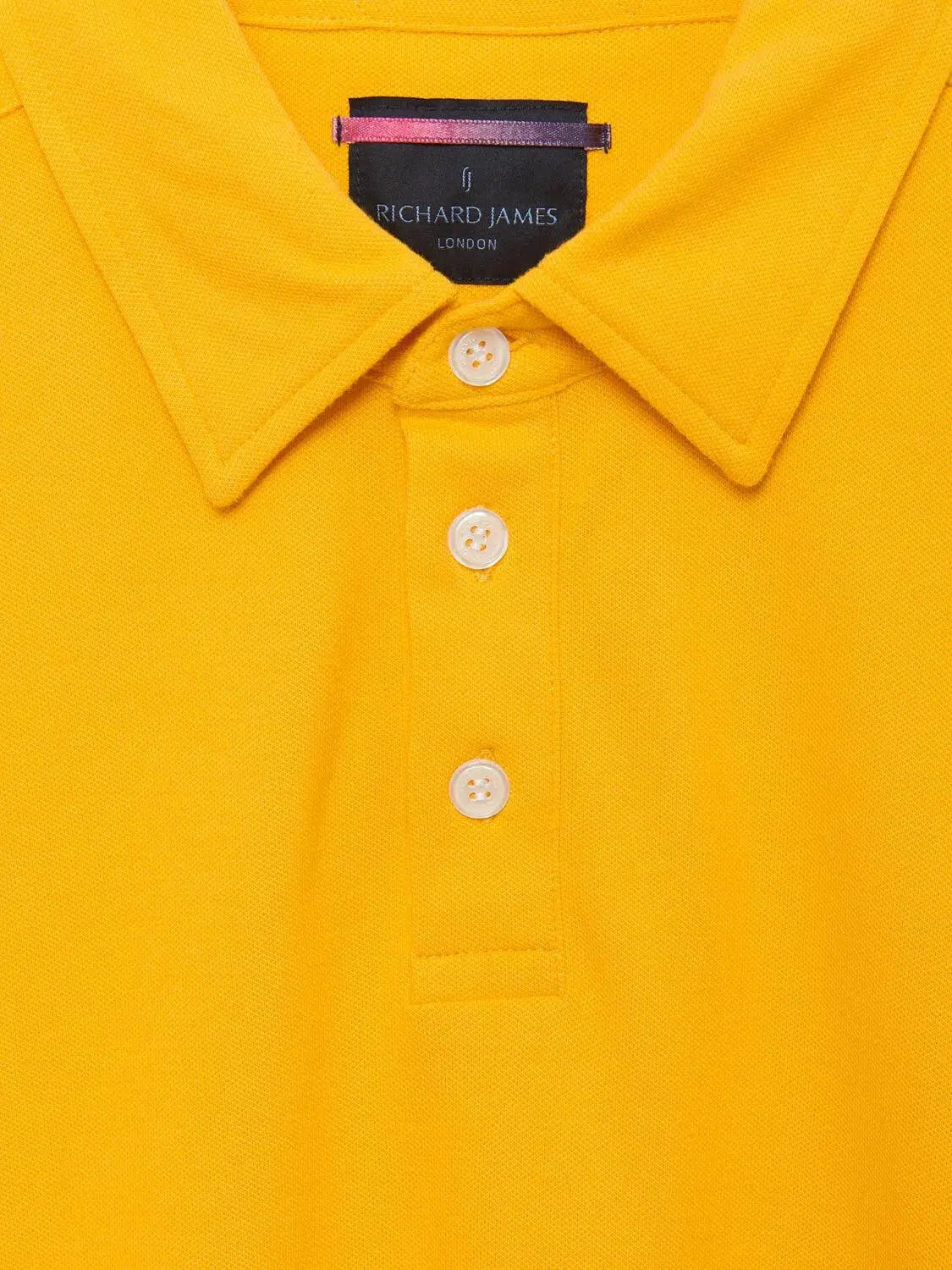 Richard James L/S 3 Button Polo - Egg Yolk-MALFORD OF LONDON SAVILE ROW MENSWEAR OUTLET