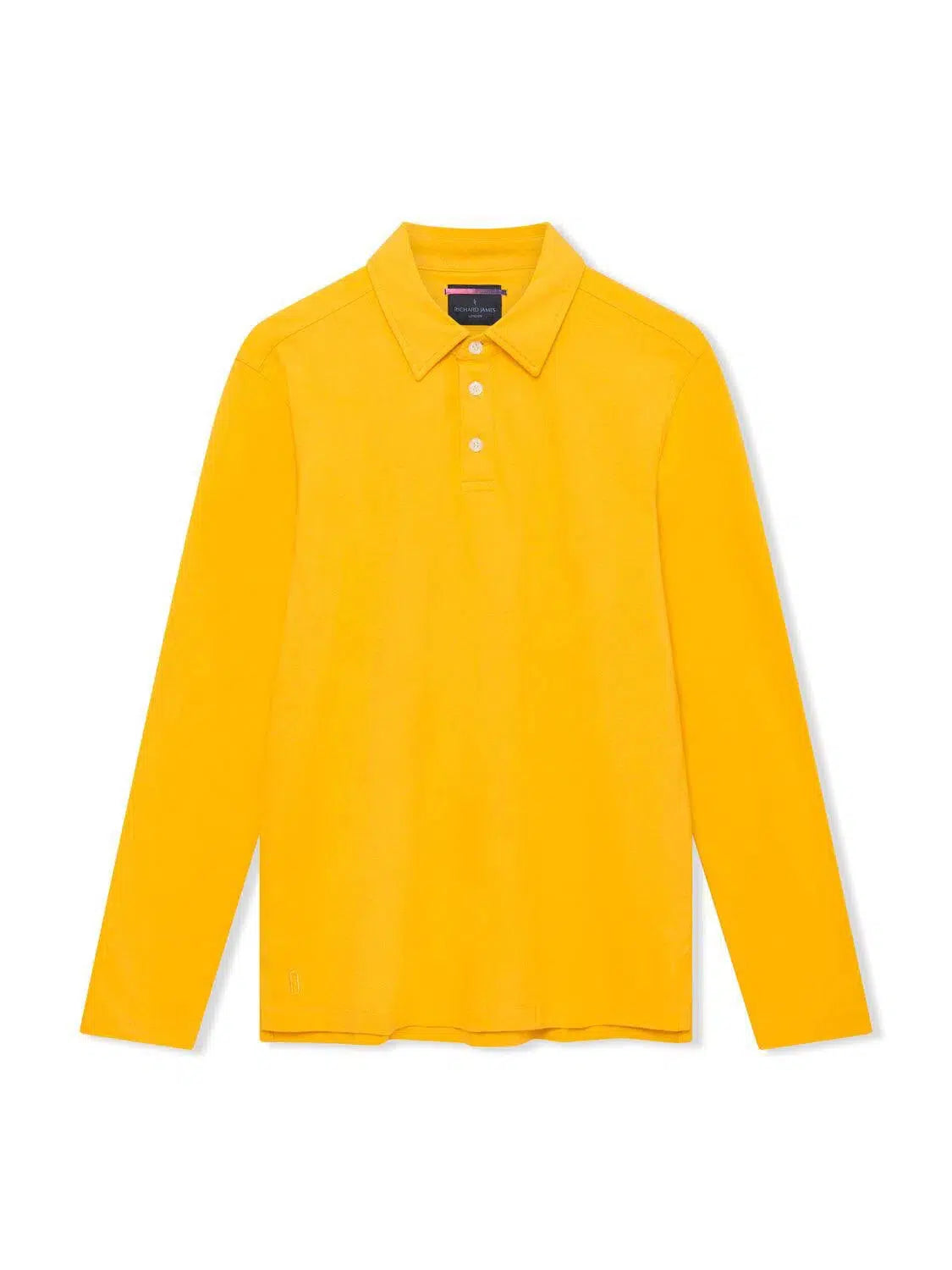 Richard James L/S 3 Button Polo - Egg Yolk-MALFORD OF LONDON SAVILE ROW MENSWEAR OUTLET