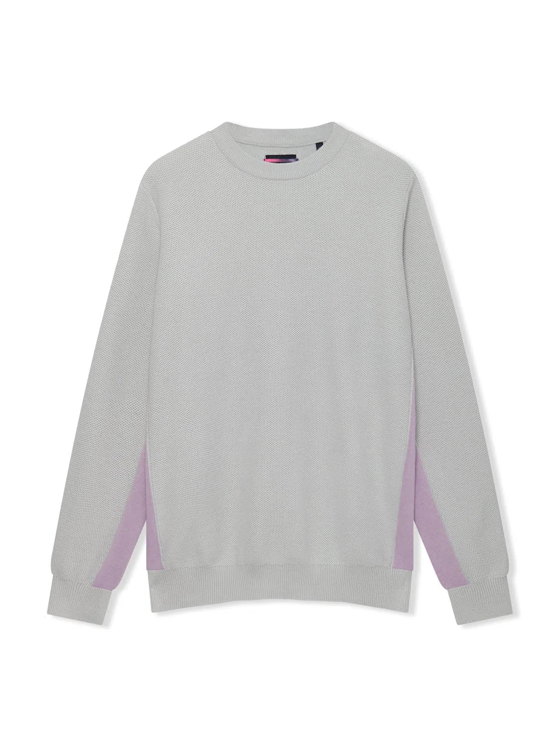 Richard James L/S Crew Knit Dove Grey/Lilac-MALFORD OF LONDON SAVILE ROW MENSWEAR OUTLET