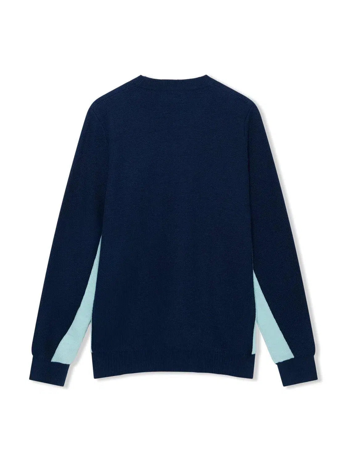 Richard James L/S Crew Knit Navy/Aqua-MALFORD OF LONDON SAVILE ROW MENSWEAR OUTLET