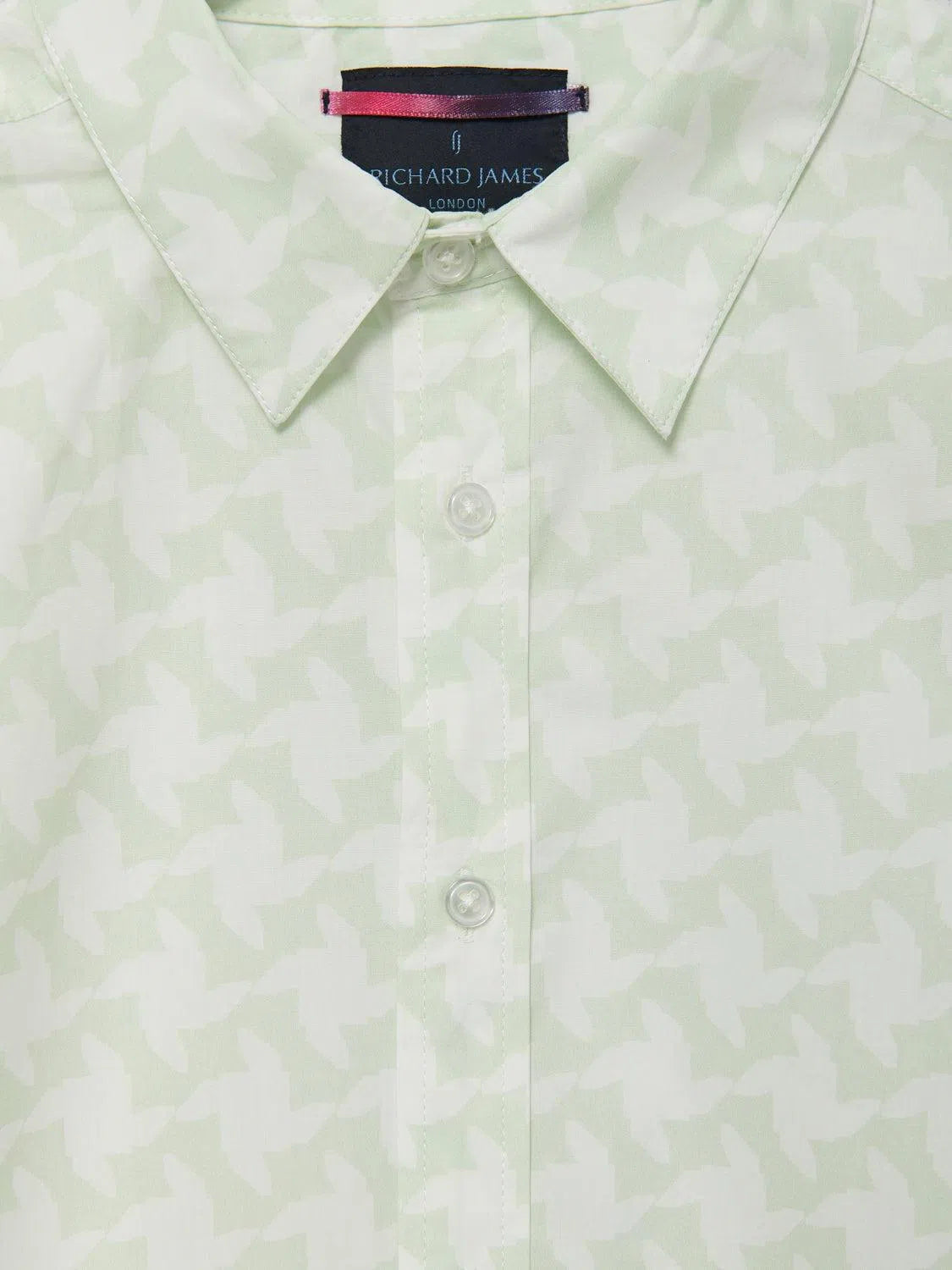 Richard James L/S Houndstooth Shirt Aqua White-MALFORD OF LONDON SAVILE ROW MENSWEAR OUTLET