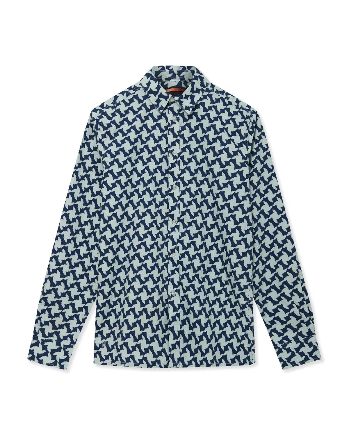 Richard James L/S Houndstooth Shirt Navy/White-MALFORD OF LONDON SAVILE ROW MENSWEAR OUTLET