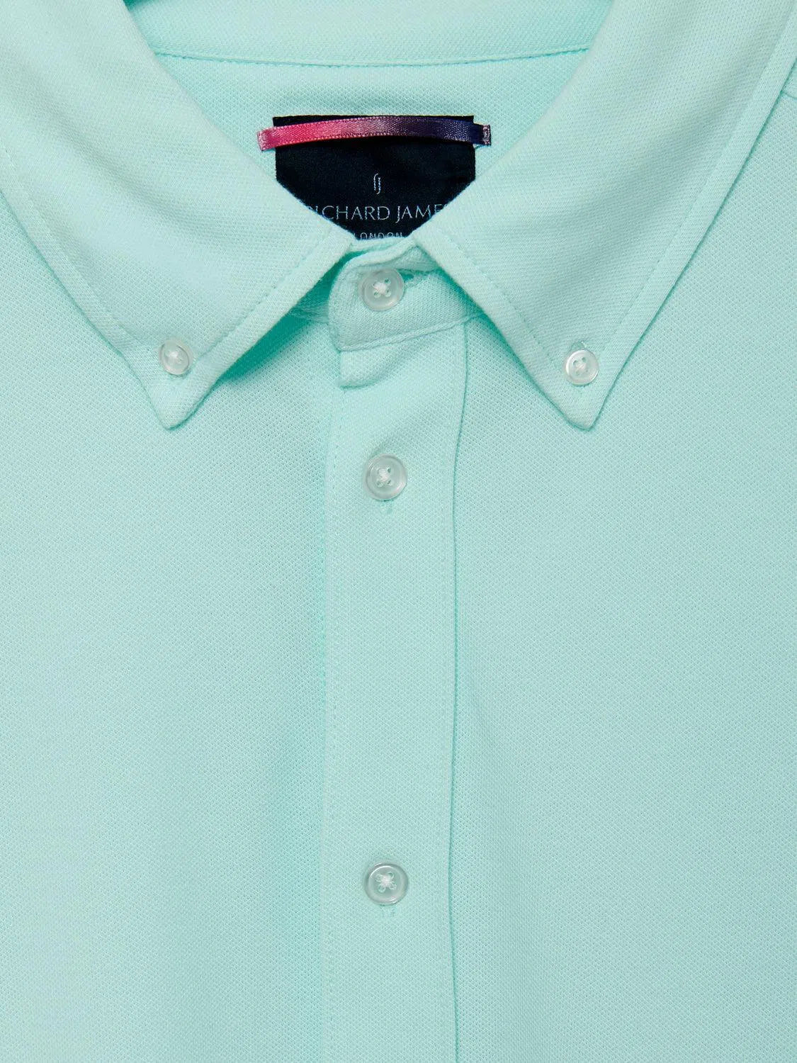 Richard James L/S Pique Button Front - Aqua-MALFORD OF LONDON SAVILE ROW MENSWEAR OUTLET