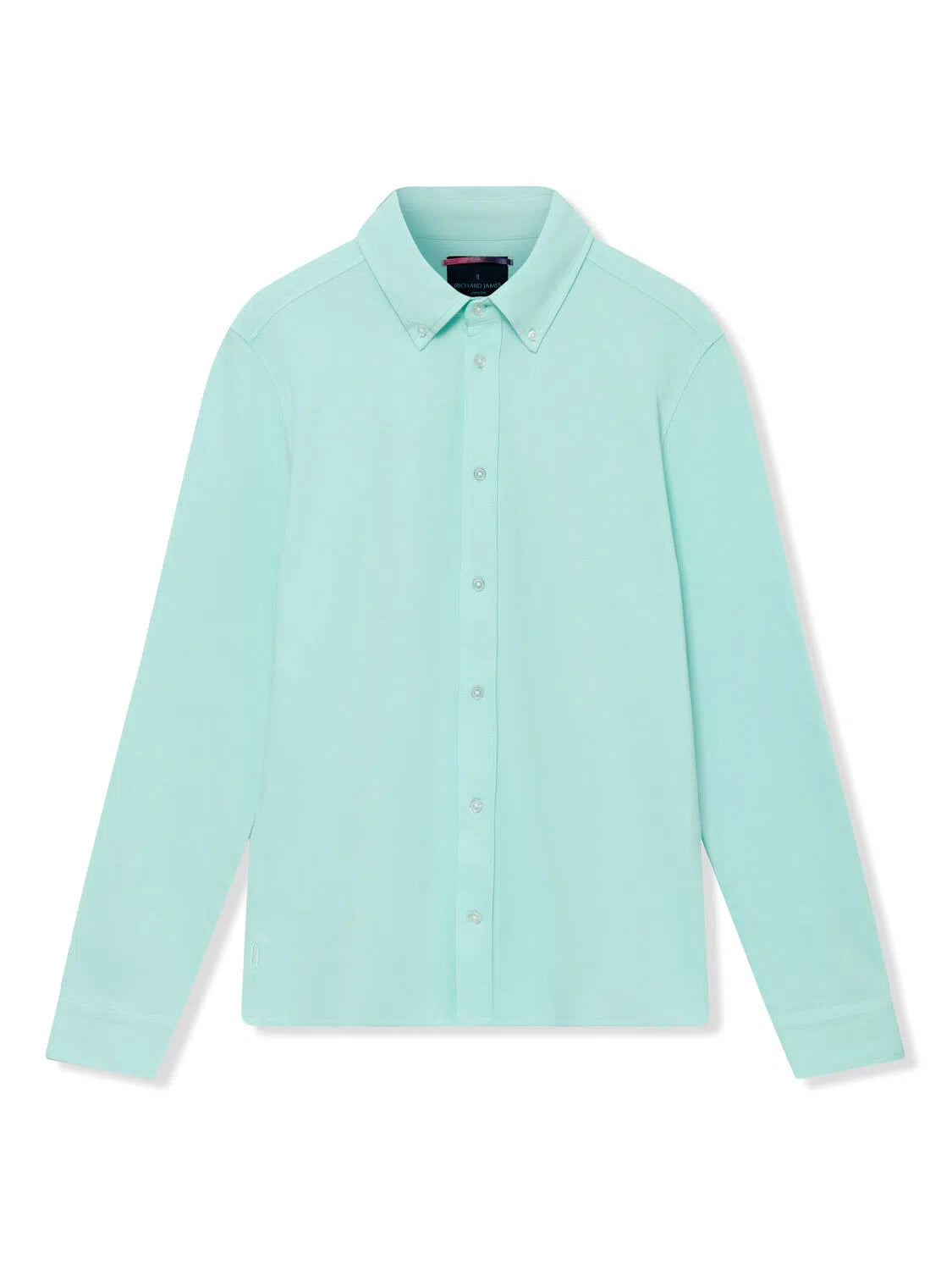 Richard James L/S Pique Button Front - Aqua-MALFORD OF LONDON SAVILE ROW MENSWEAR OUTLET