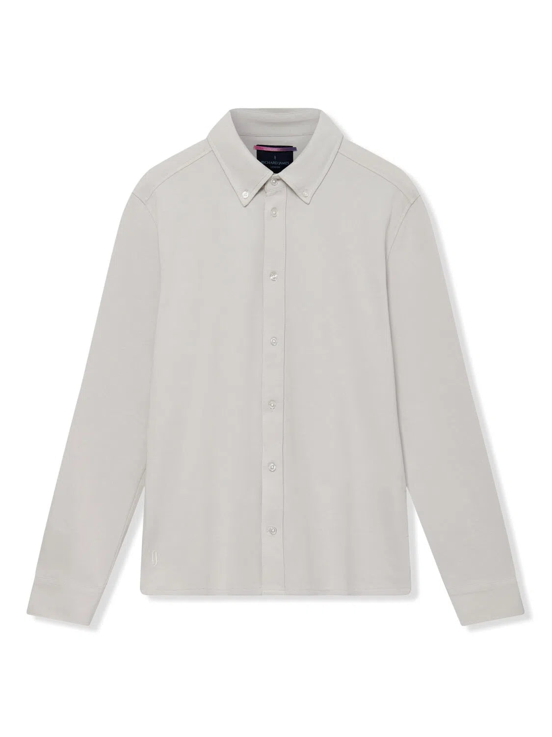 Richard James L/S Pique Button Front - Dove Grey-MALFORD OF LONDON SAVILE ROW MENSWEAR OUTLET