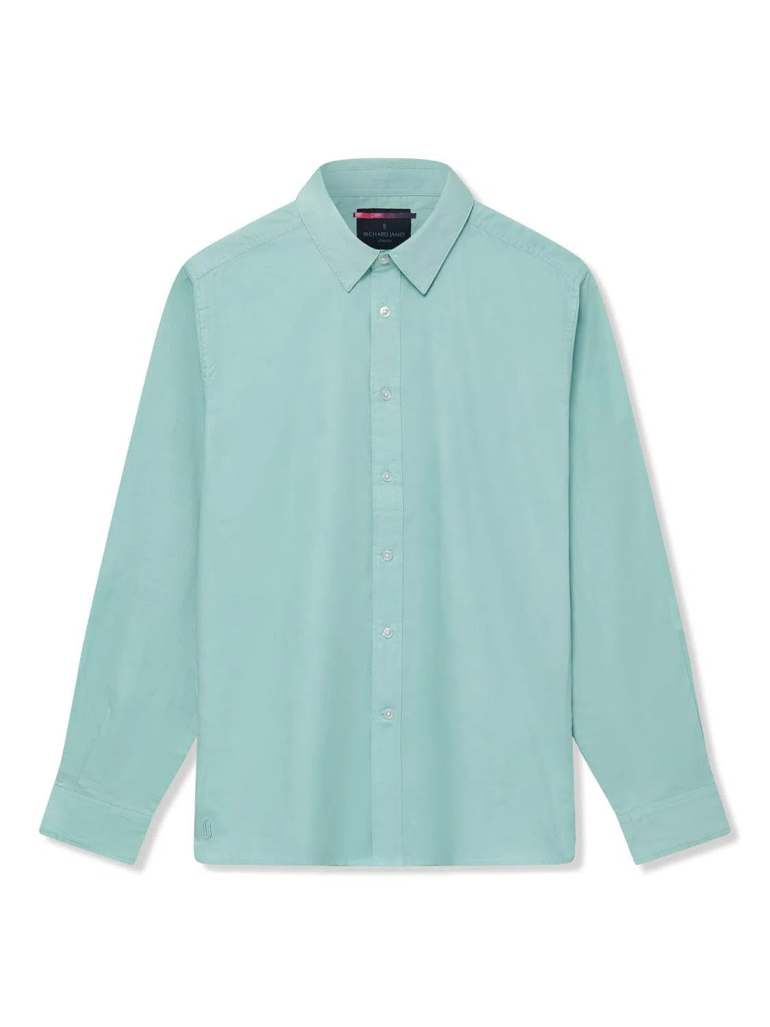 Richard James L/S Shirt Solid - Aqua-MALFORD OF LONDON SAVILE ROW MENSWEAR OUTLET