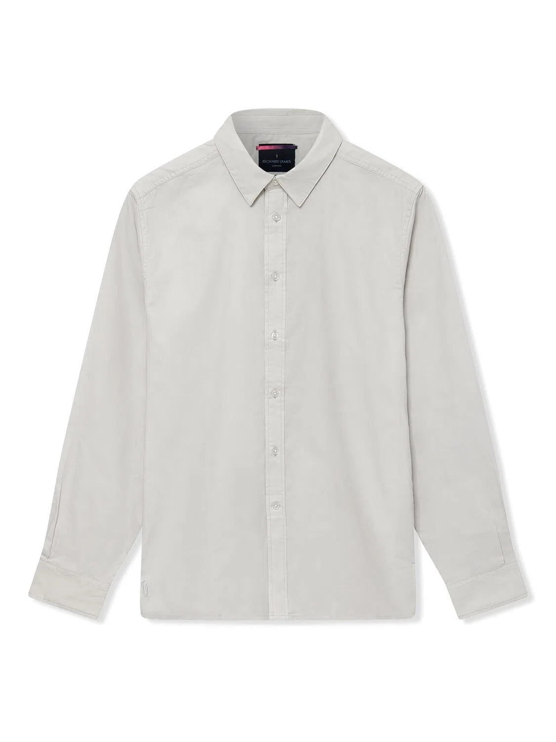 Richard James L/S Shirt Solid - Dove Grey-MALFORD OF LONDON SAVILE ROW MENSWEAR OUTLET