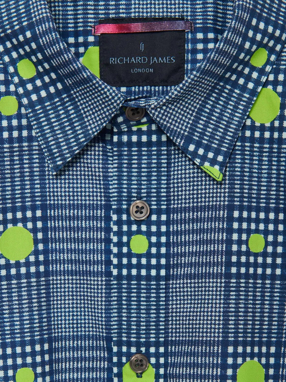 Richard James L/S Shirt Spot Check-MALFORD OF LONDON SAVILE ROW MENSWEAR OUTLET