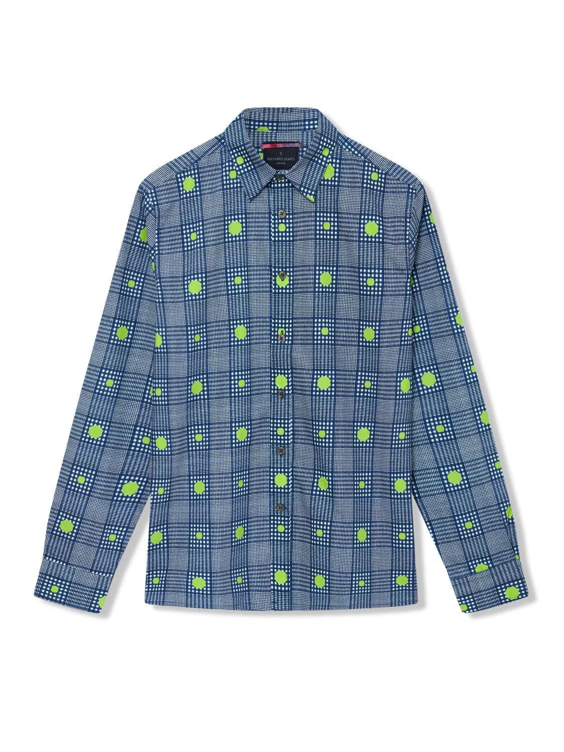 Richard James L/S Shirt Spot Check-MALFORD OF LONDON SAVILE ROW MENSWEAR OUTLET