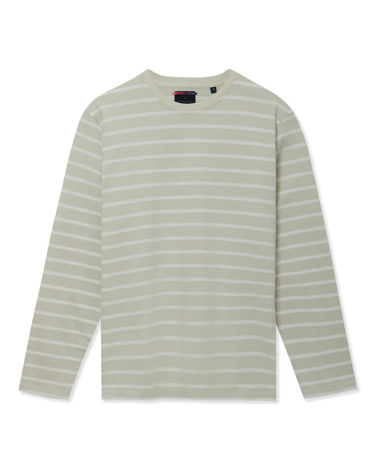 Richard James L/S YD Striped Tee - White/Vaporous Grey-MALFORD OF LONDON SAVILE ROW MENSWEAR OUTLET