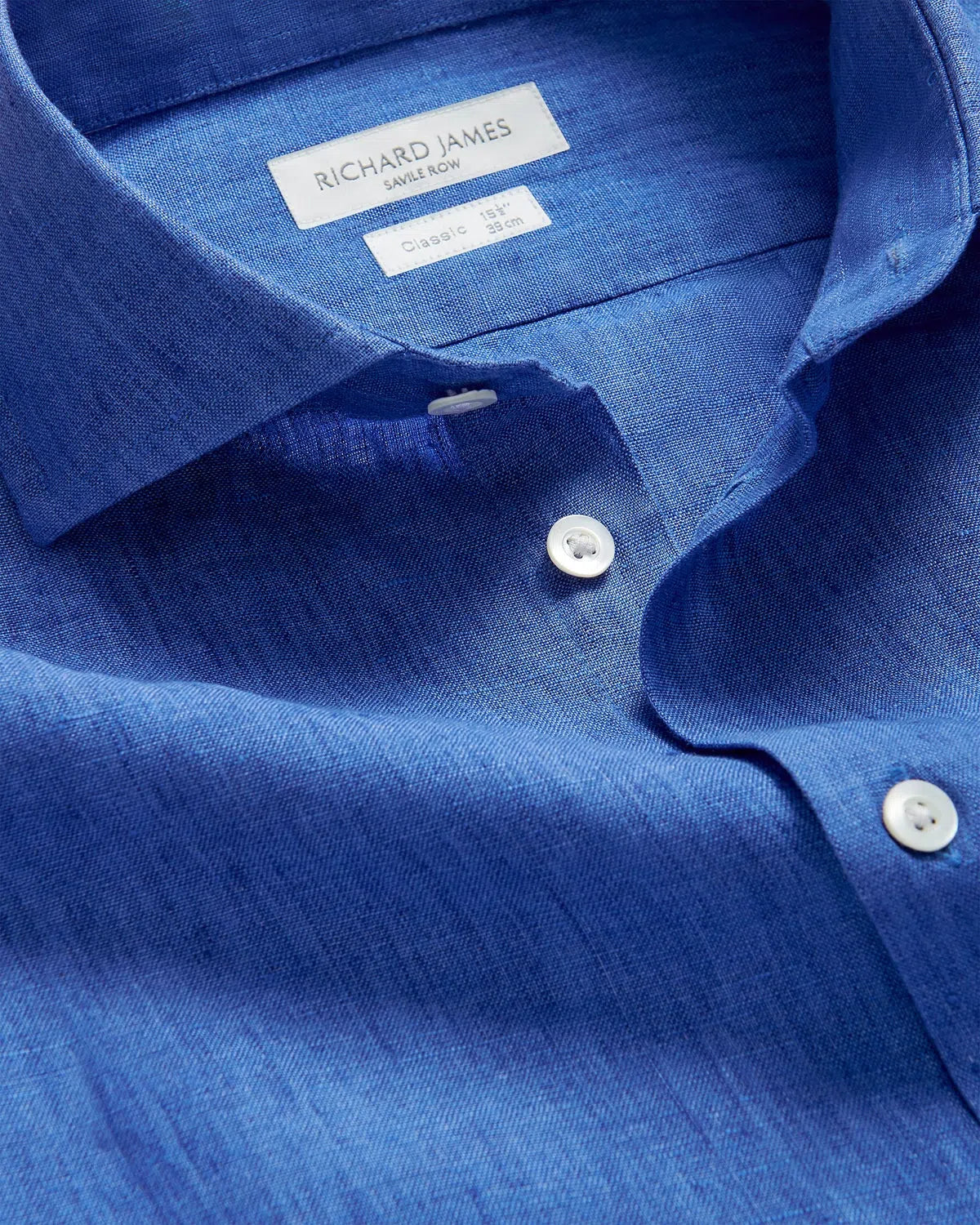 Richard James Linen Shirt Royal Blue-MALFORD OF LONDON SAVILE ROW MENSWEAR OUTLET