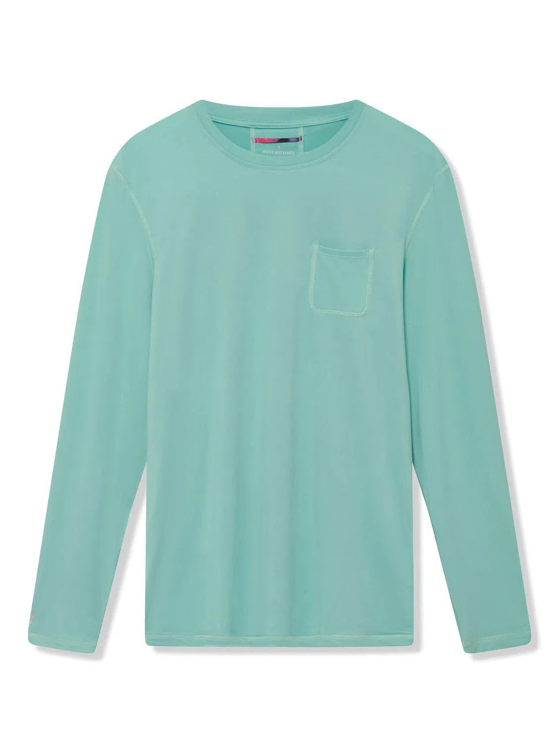 Richard James Long Sleeve Active Tee Aqua/Arctic Blue-MALFORD OF LONDON SAVILE ROW MENSWEAR OUTLET