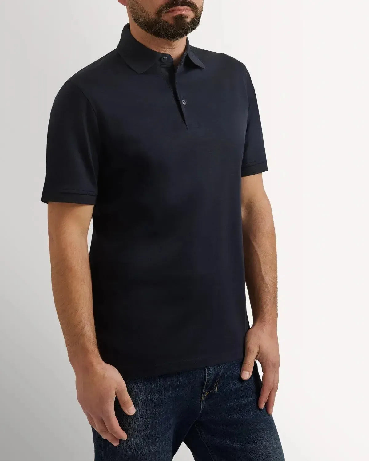 Richard James Mercerised Cotton Polo Shirt Navy-MALFORD OF LONDON SAVILE ROW MENSWEAR OUTLET