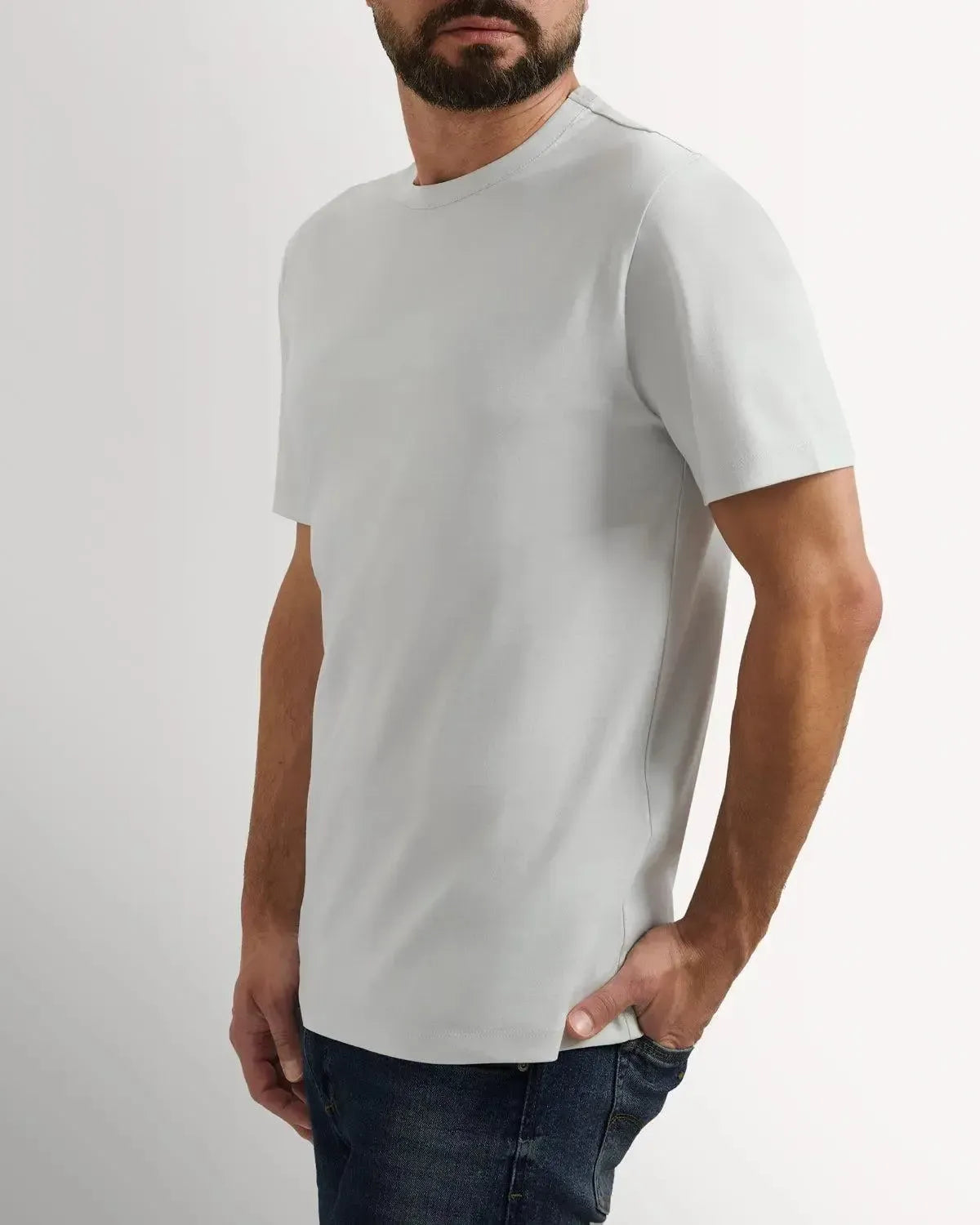 Richard James Mercerised Cotton T-Shirt Dove Grey-MALFORD OF LONDON SAVILE ROW MENSWEAR OUTLET