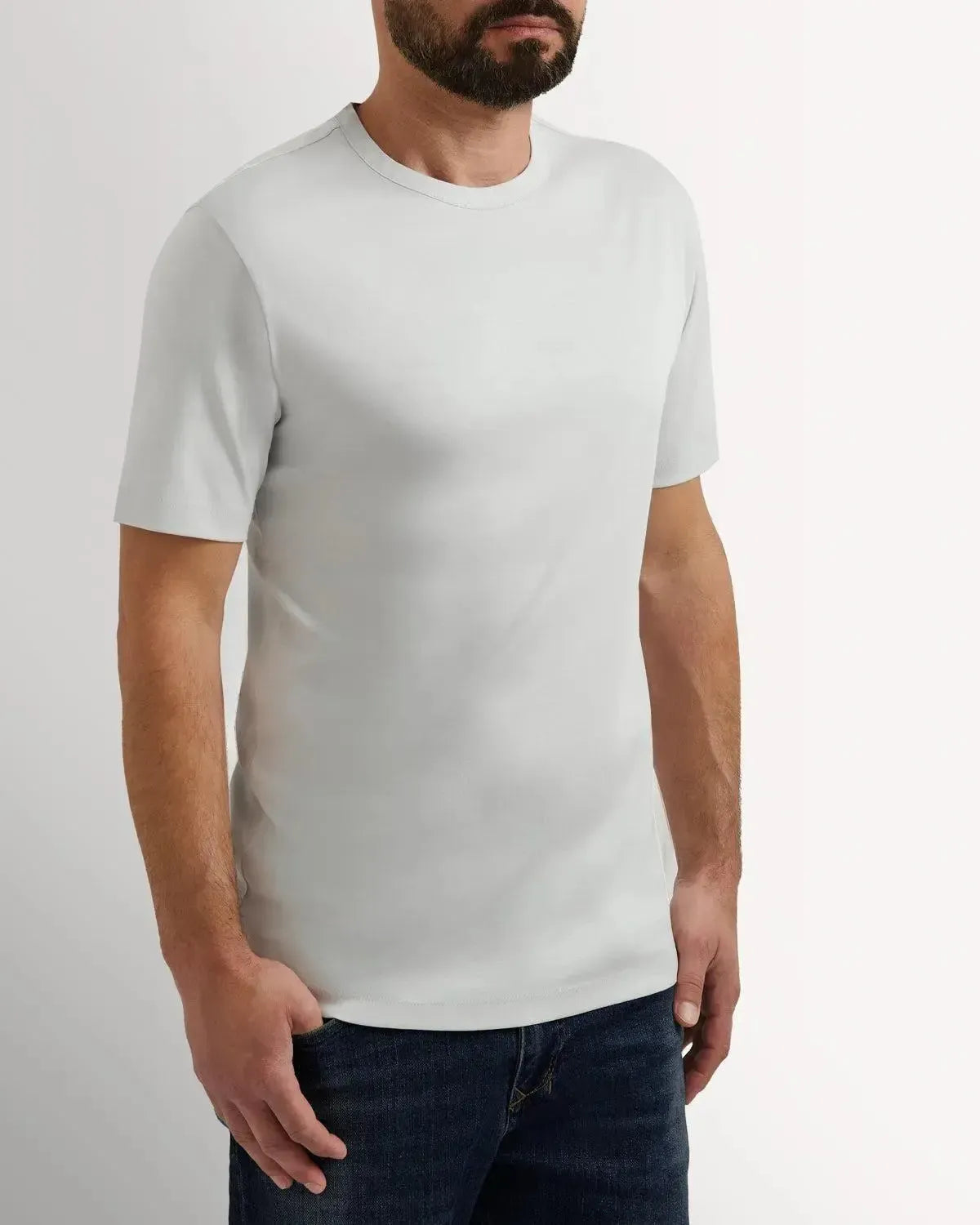 Richard James Mercerised Cotton T-Shirt Dove Grey-MALFORD OF LONDON SAVILE ROW MENSWEAR OUTLET